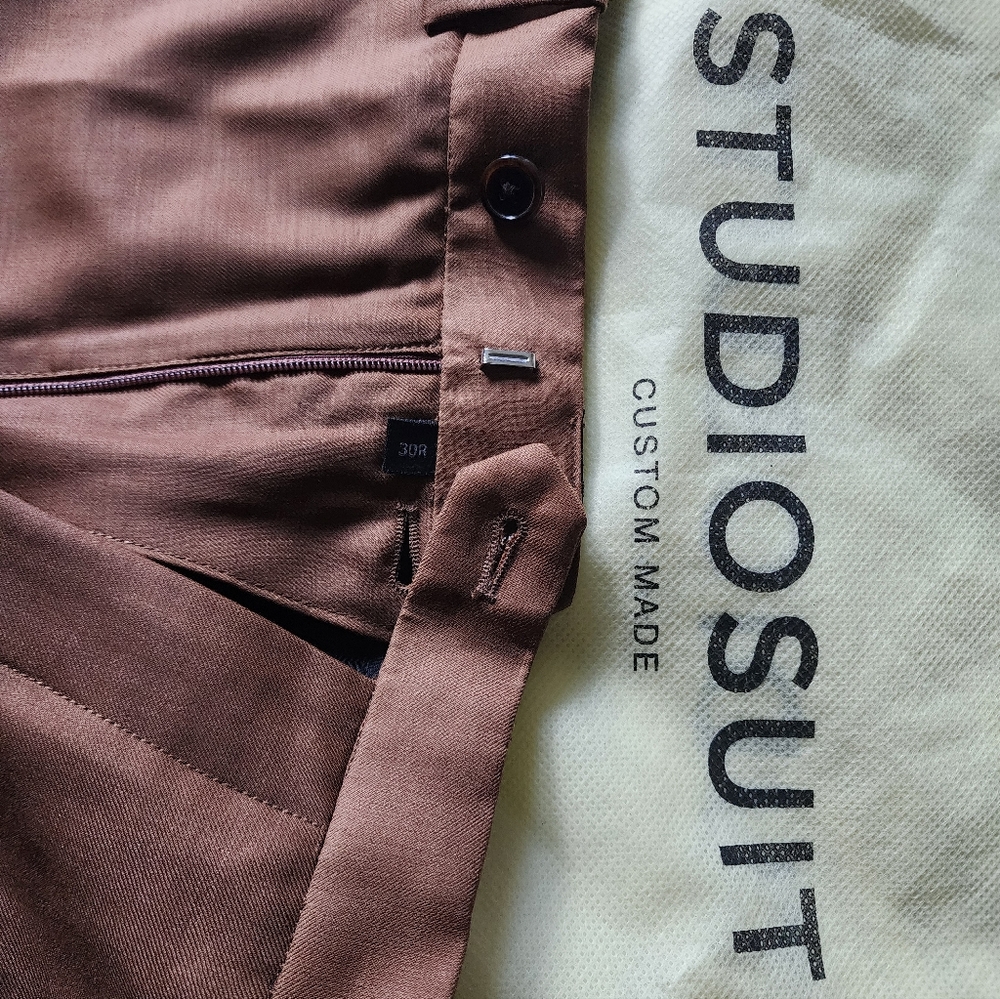 StudioSuits Napolean Rust Wool Pants - Picture 3 of 5